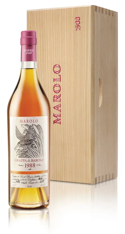grappa-barolo-riserva-1988-marolo-alba-cofanetto Grappa di Barolo Riserva 1988 de Marolo - Bouteille de Grappa du Piémont