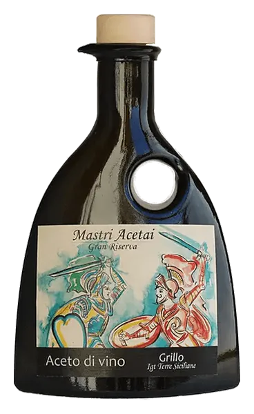 aceto-vino-grillo-mastri-acetai-etikette Aceto di Vino Monovitigno Grillo Gran Riserva
