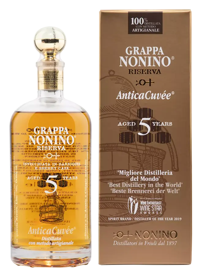 Grappa «Riserva Antica Cuvée 5 Years» Grappa «Riserva Antica Cuvée 5 Years» von Nonino - Flasche Grappa aus dem Friaul