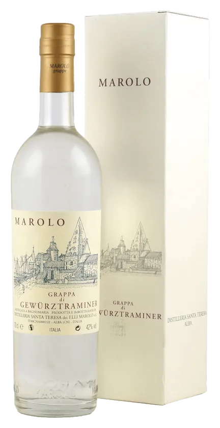 grappa-gewuerztraminer-marolo-box Grappa di Gewürztraminer de Marolo - Bouteille de Grappa du Piémont