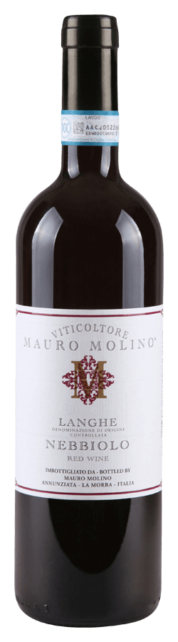 Nebbiolo Langhe von Mauro Molino - Flasche Rotwein aus dem Piemont