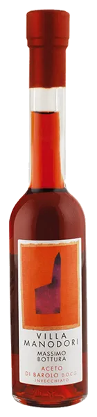 villa-manodori-aceto-barolo-docg-massimo-bottura Aceto di vino Barolo de Villa Manodori - Bouteille de vinaigre de vin Barolo d'Italie