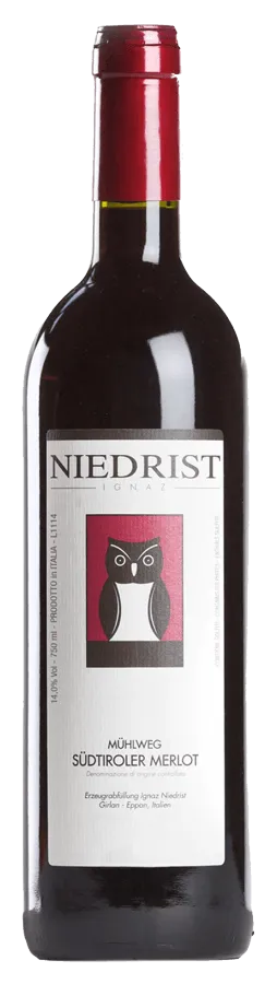 Südtiroler Merlot Mühlweg von Niedrist Ignaz - Flasche Rotwein aus dem Südtirol