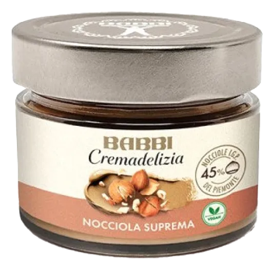 Cremadelizia Nocciola suprema von Babbi - Glas mit Nuss-Streichcrème aus dem Piemont