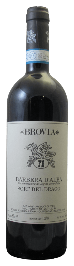 Barbera d'Alba Sorì del Drago von Az. Agr. Brovia - Flasche Rotwein aus dem Piemont