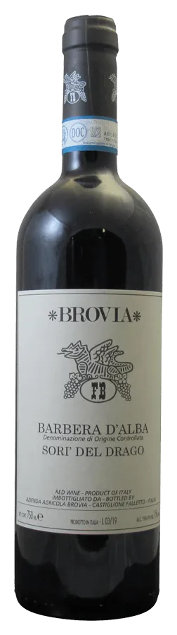 Barbera d'Alba Sorì del Drago von Az. Agr. Brovia - Flasche Rotwein aus dem Piemont